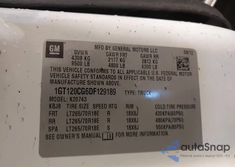 2013 GMC Sierra 2500Hd Sle из США, поврежденный, VIN 1GT120CG6DF129189